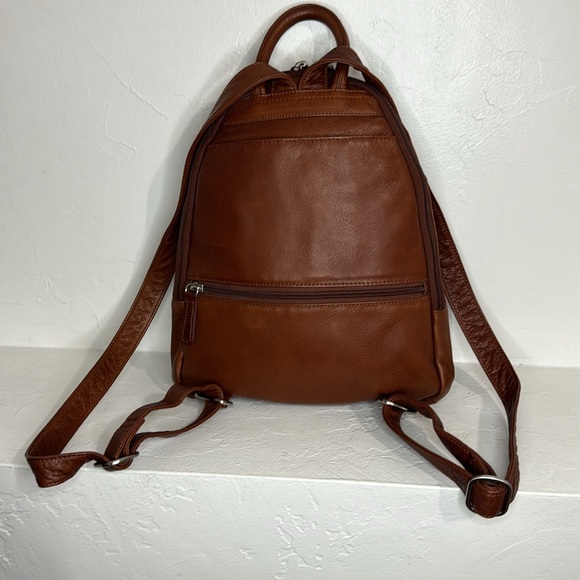 Osgoode Marley Teardrop Multi Zip Brandy Leather Backpack - Picture 5 of 14